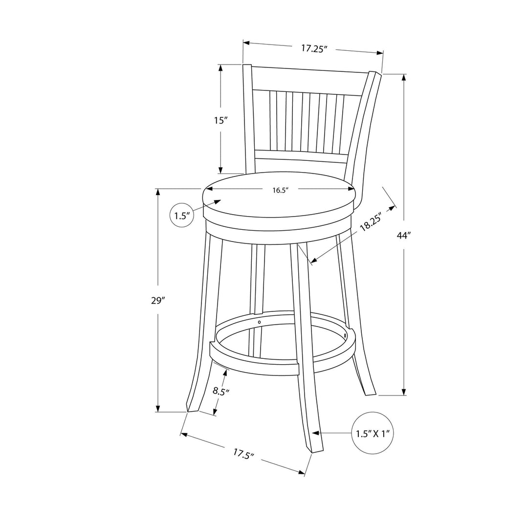 Set of Two 29 " Gray And White Faux Leather And Solid Wood Swivel Bar Height Bar Chairs Image 5