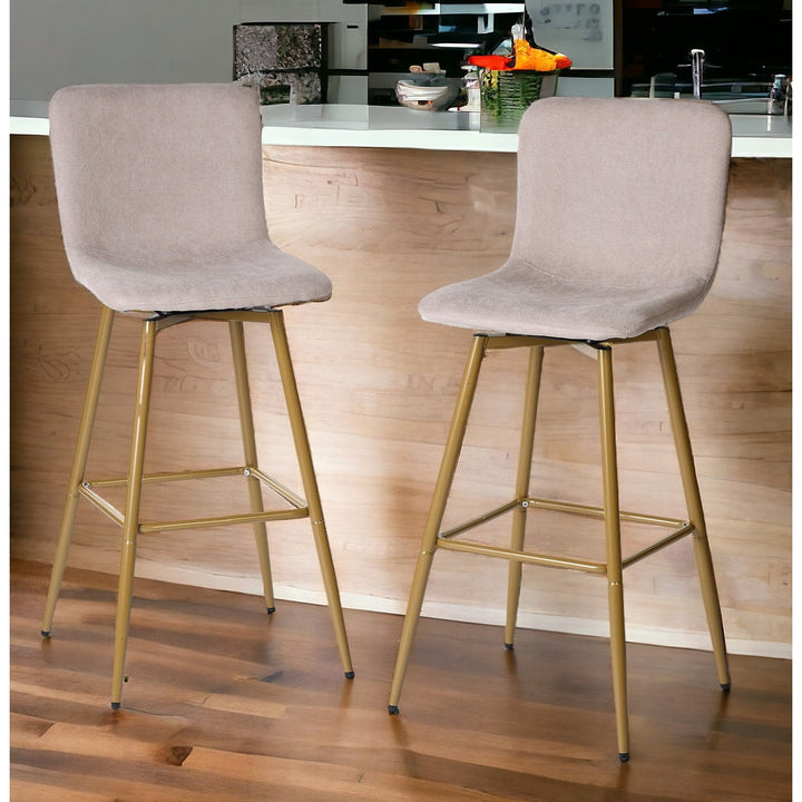 Set of Two 29" Aqua And Gold Steel Bar Height Bar Chairs Image 10