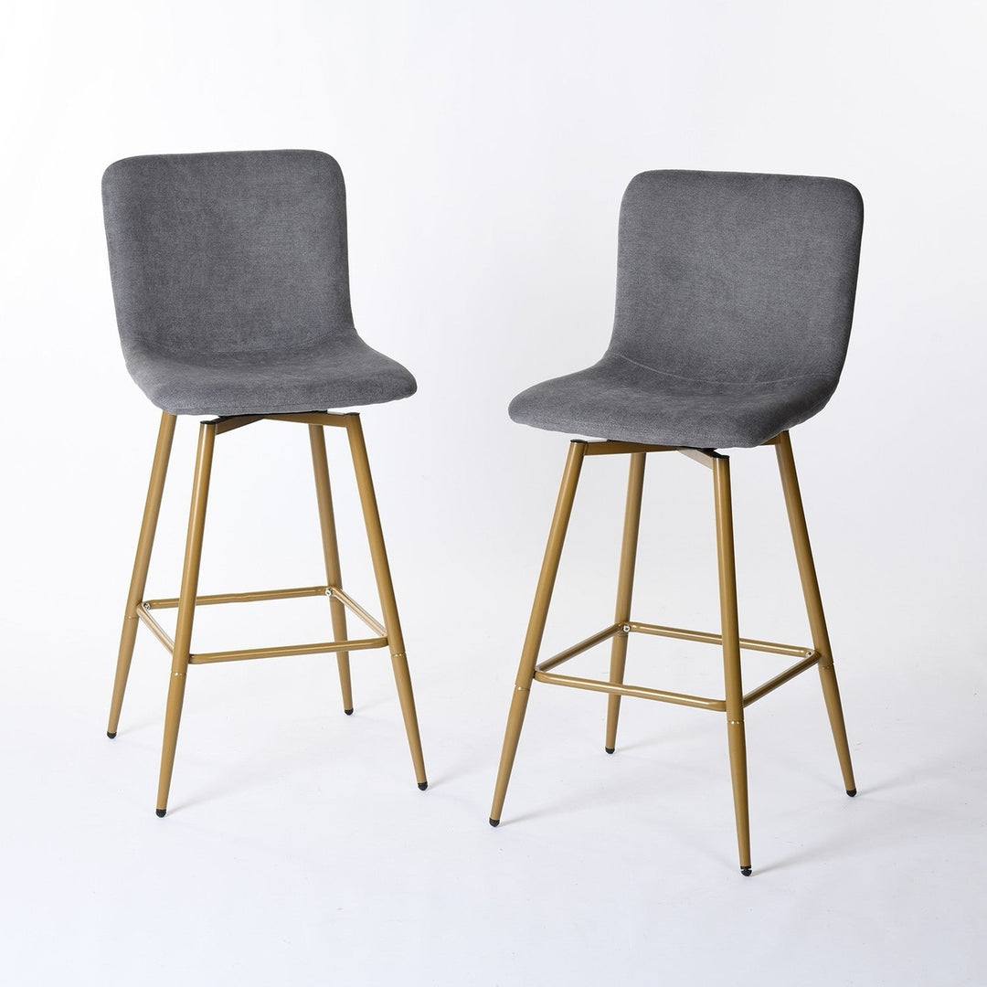 Set of Two 29" Gray And Gold Steel Bar Height Bar Chairs Image 7