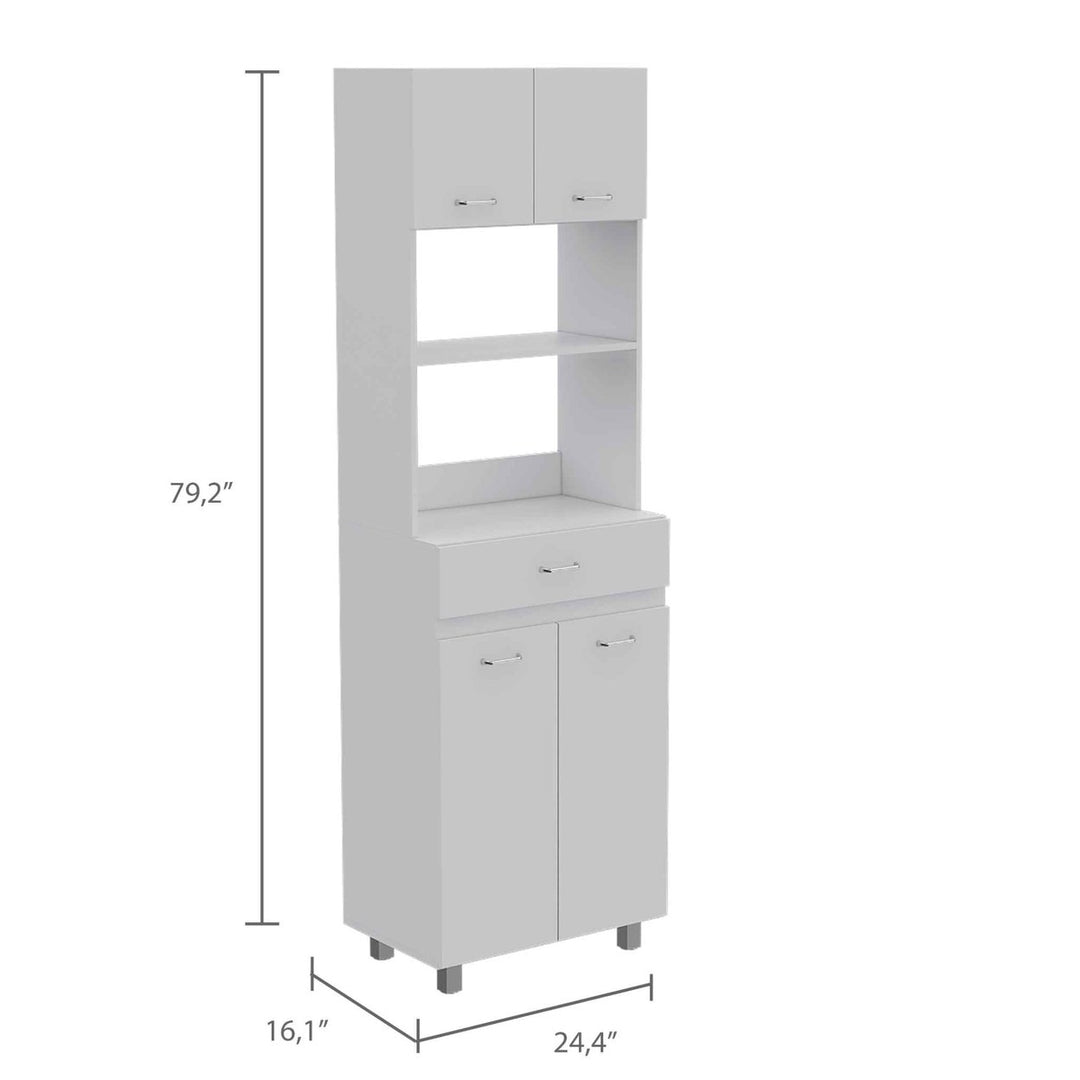 White Tall Pantry Cabinet with Two Storage Shelves Image 3