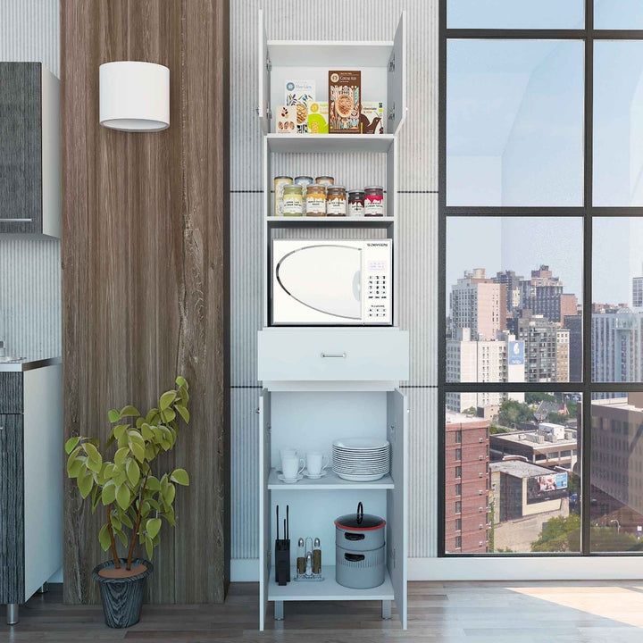 White Tall Pantry Cabinet with Two Storage Shelves Image 4