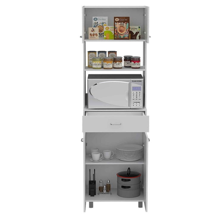 White Tall Pantry Cabinet with Two Storage Shelves Image 6