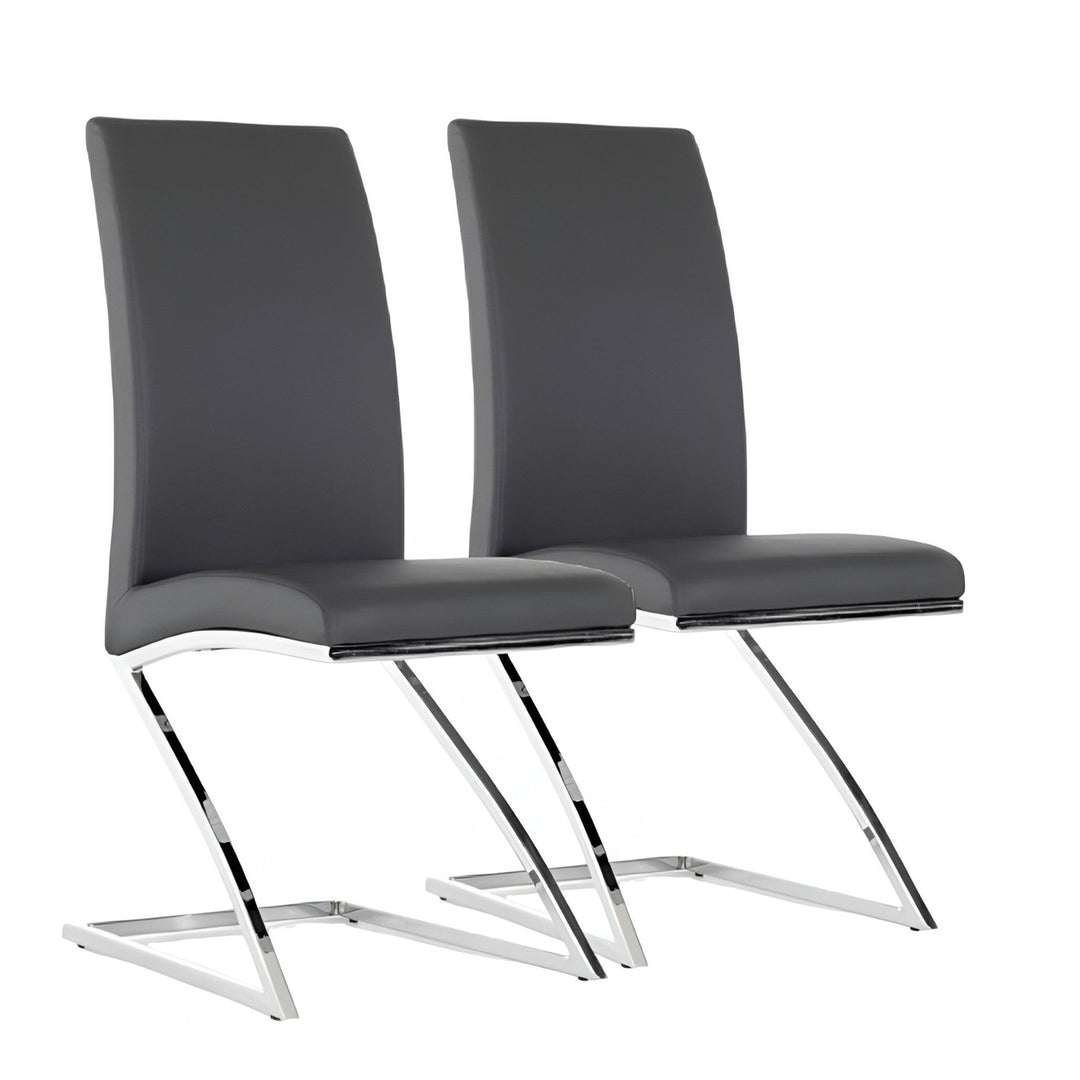 Set Of 2 Modern White Faux Leather And Chrome Dining Chairs Image 8