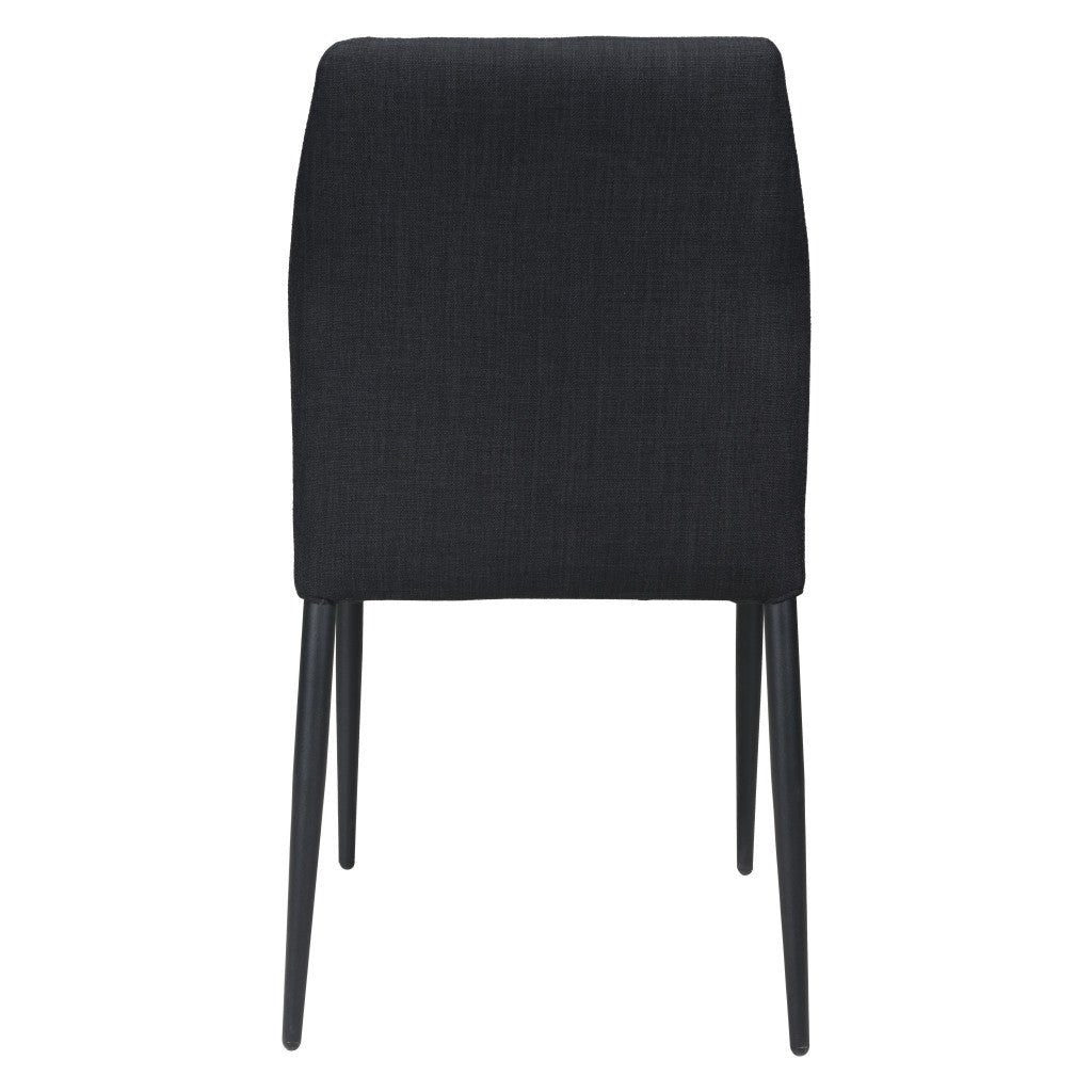 Set of Four Tufted Black Upholstered Fabric Dining Side Chairs Image 6