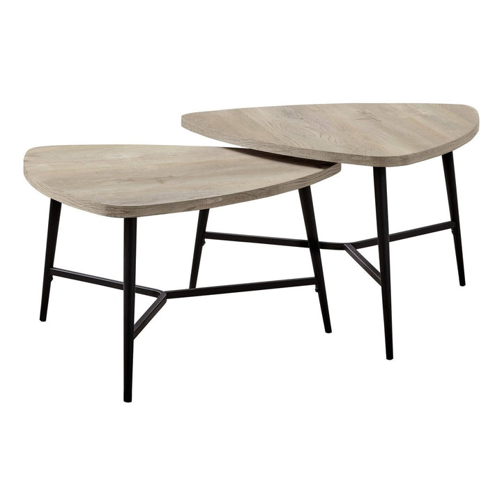 Set Of Two 33" Taupe And Black Triangle Nested Coffee Tables Image 2