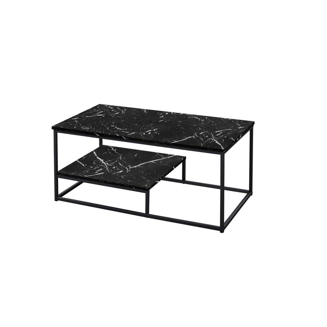 Set Of Three 42" Black Rectangular Coffee Table With Shelf Image 6