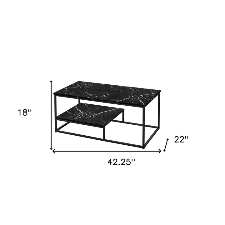 Set Of Three 42" Black Rectangular Coffee Table With Shelf Image 8