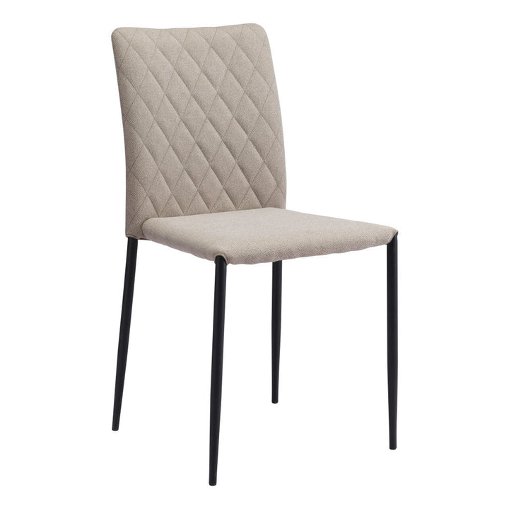 Set of Two Beige And Black Upholstered Fabric Dining Side Chairs Image 3