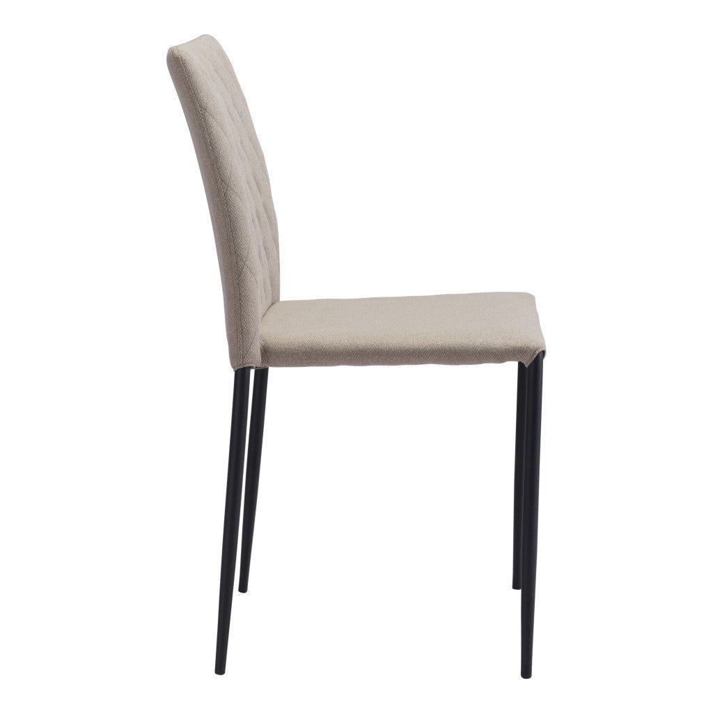 Set of Two Beige And Black Upholstered Fabric Dining Side Chairs Image 4