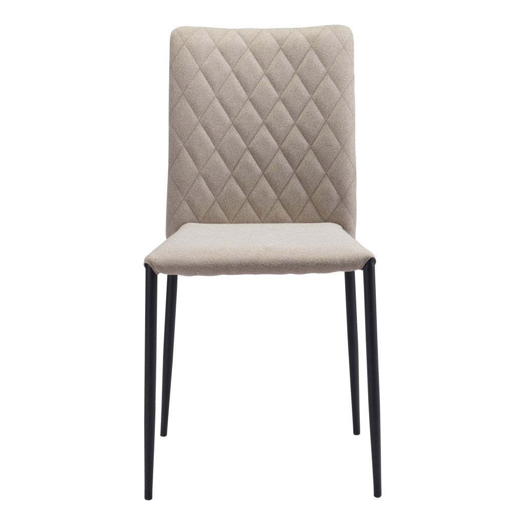 Set of Two Beige And Black Upholstered Fabric Dining Side Chairs Image 5