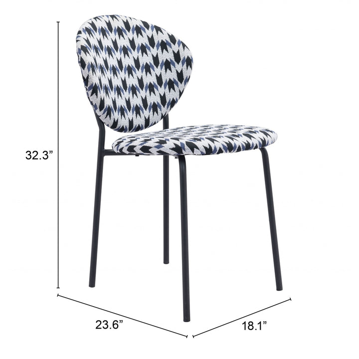 Set of Two Blue Black and White Arrow Design Dining or Side Chairs Image 1