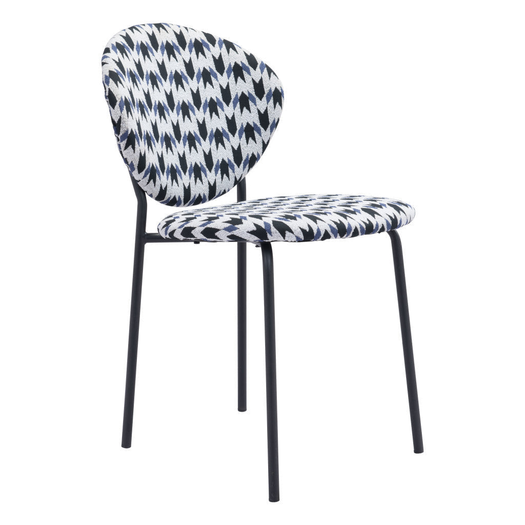 Set of Two Blue Black and White Arrow Design Dining or Side Chairs Image 4