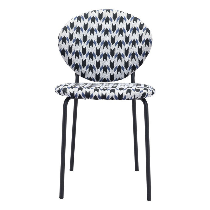 Set of Two Blue Black and White Arrow Design Dining or Side Chairs Image 6