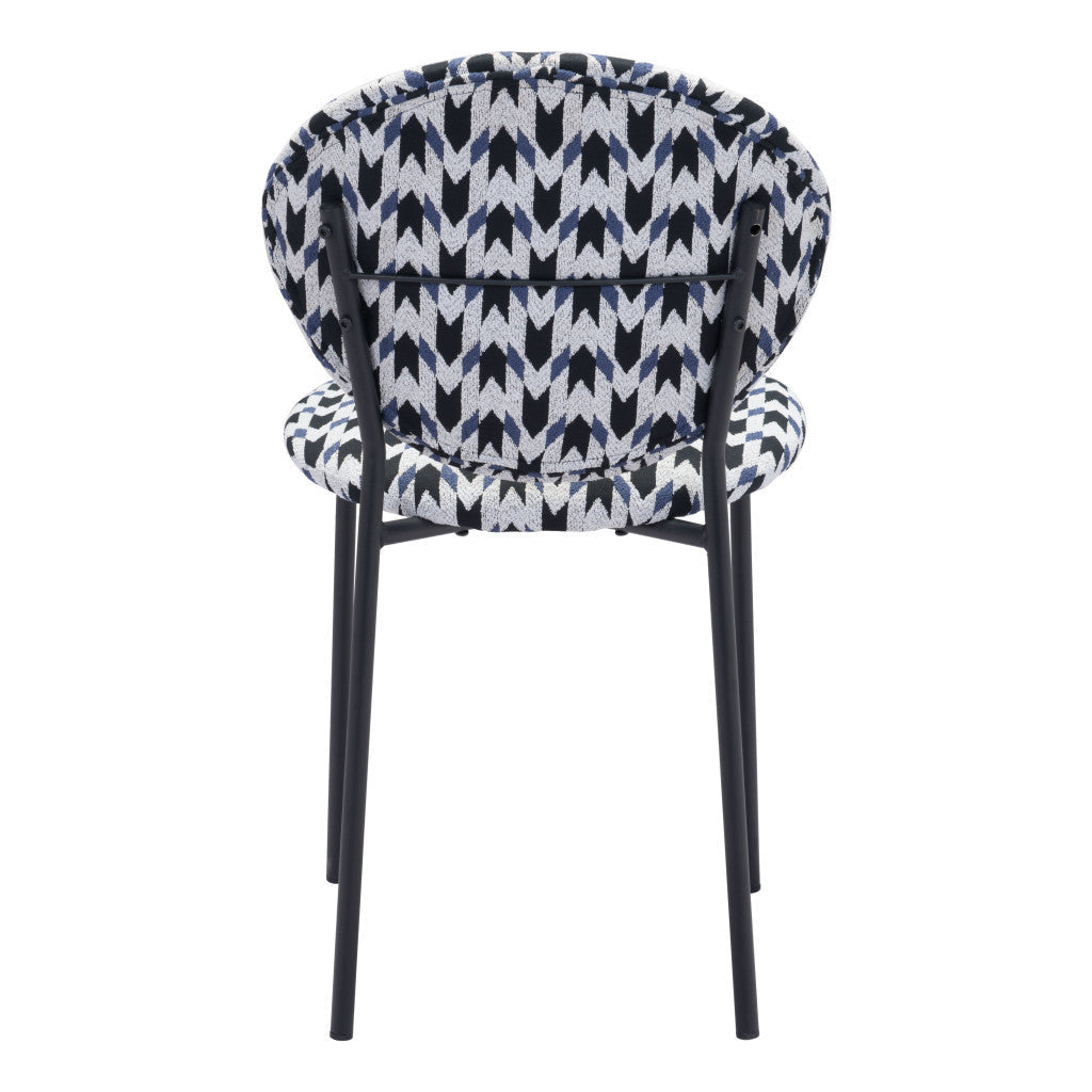 Set of Two Blue Black and White Arrow Design Dining or Side Chairs Image 7