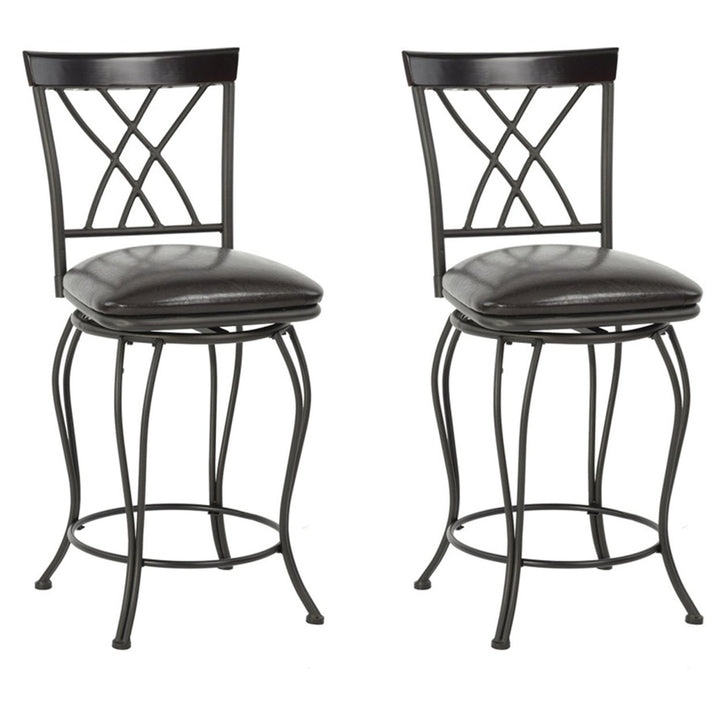 Set of Two 24" Black Steel Swivel Counter Height Bar Chairs Image 7