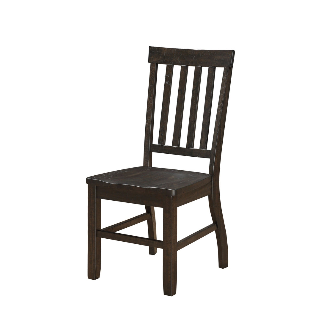 Set of Two Brown Wood Ladder Back Dining Side Chairs Image 1