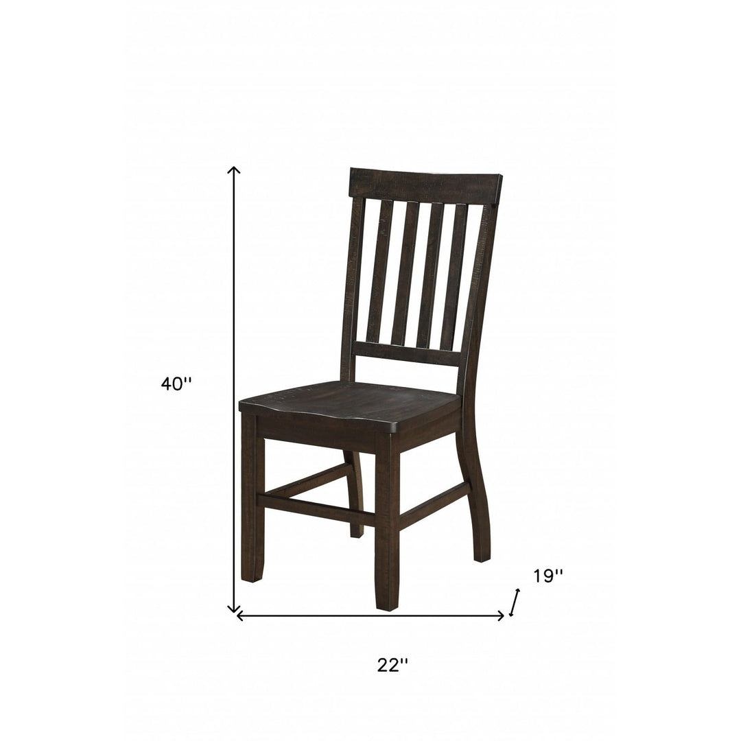 Set of Two Brown Wood Ladder Back Dining Side Chairs Image 4