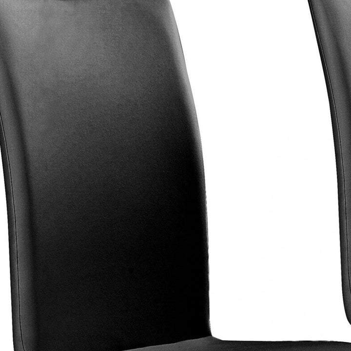 Set of Two Black And Silver Upholstered Faux Leather Dining Side Chairs Image 2