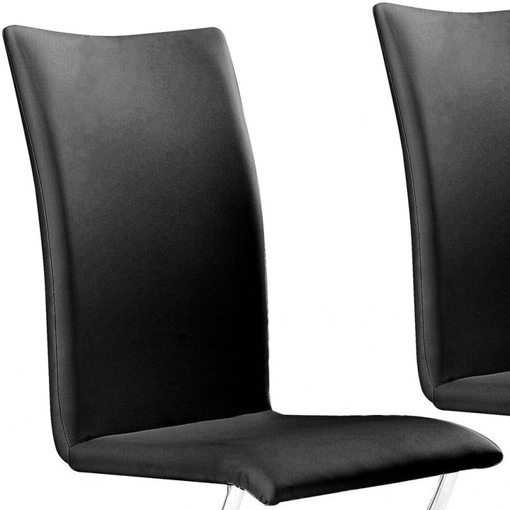 Set of Two Black And Silver Upholstered Faux Leather Dining Side Chairs Image 3