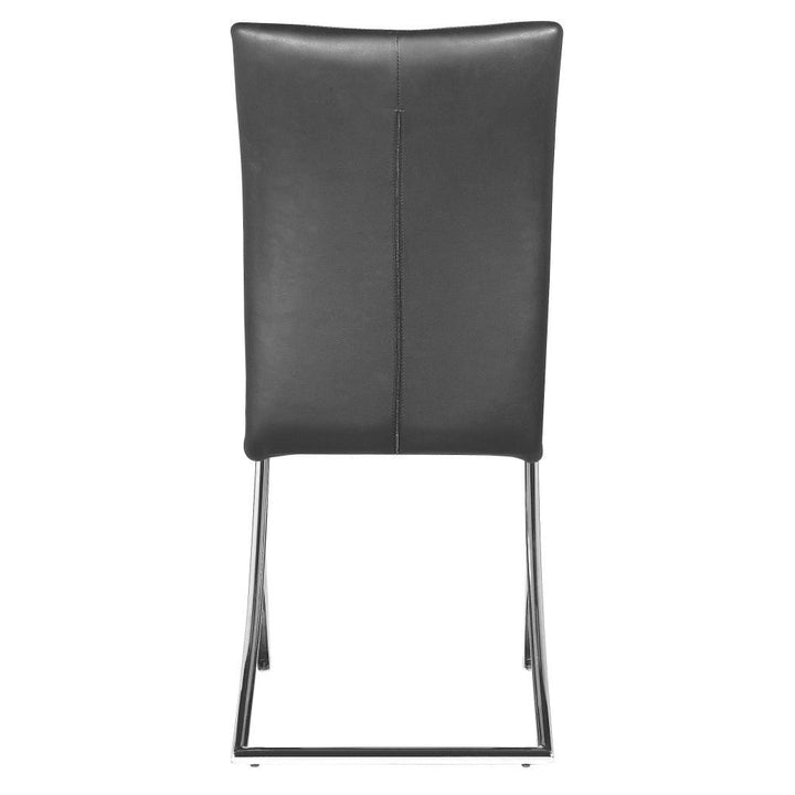 Set of Two Black And Silver Upholstered Faux Leather Dining Side Chairs Image 7