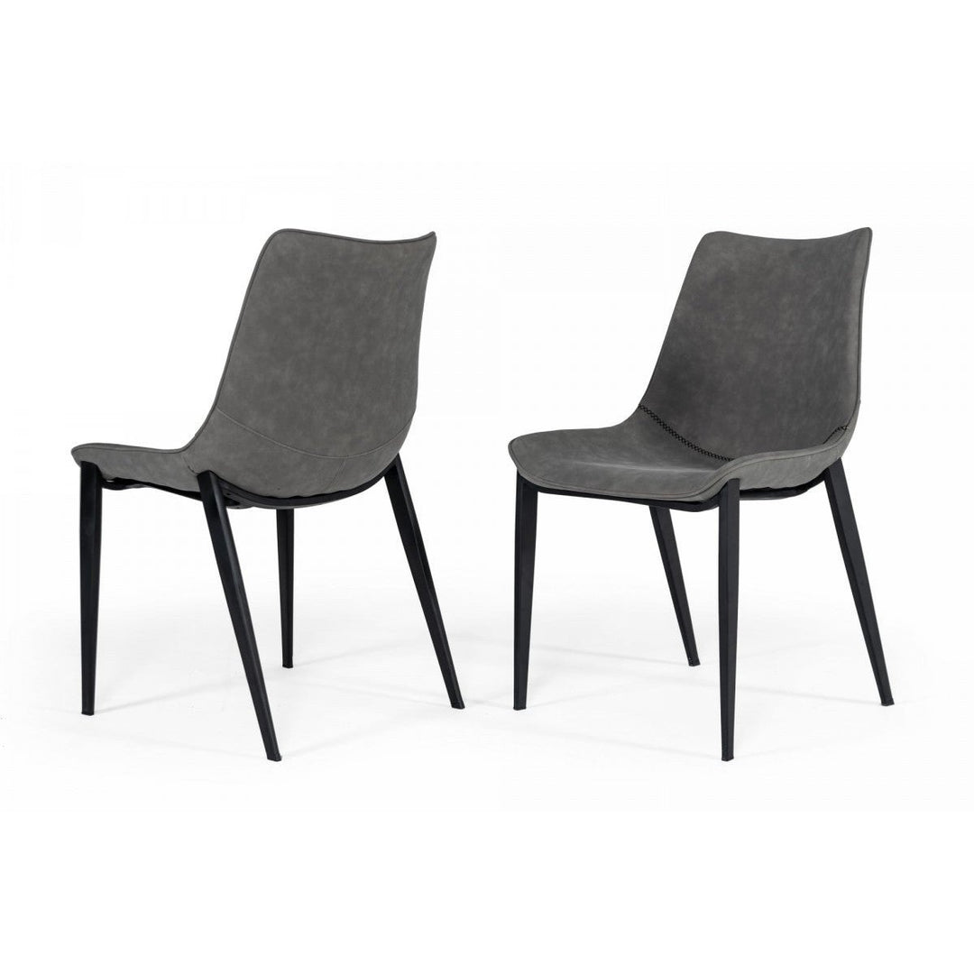 Set of Two Gray Faux Leather Dining Chairs Image 1