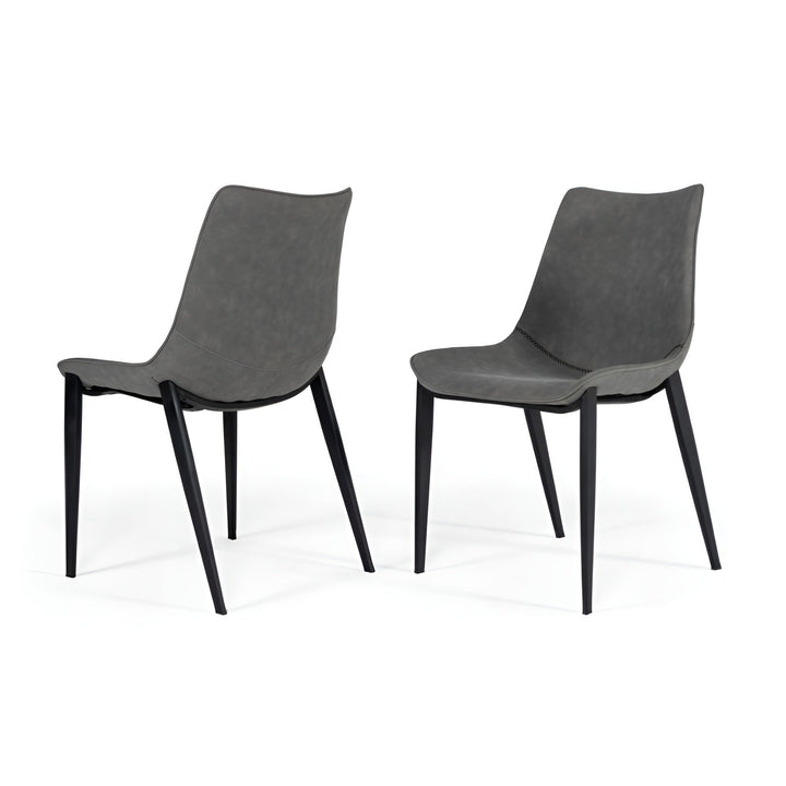 Set of Two Gray Faux Leather Dining Chairs Image 8