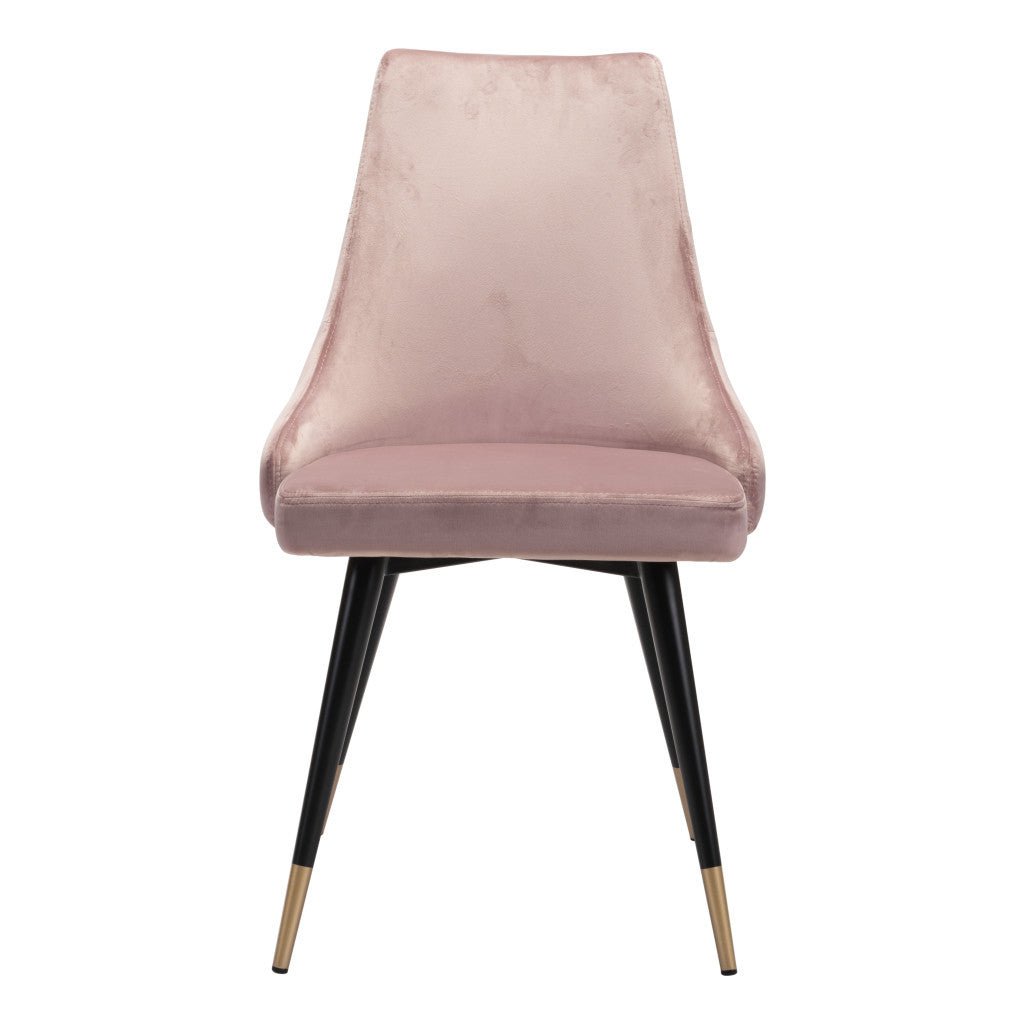 Set of Two Tufted Pink And Black Upholstered Velvet Windsor Back Dining Side Chairs Image 6