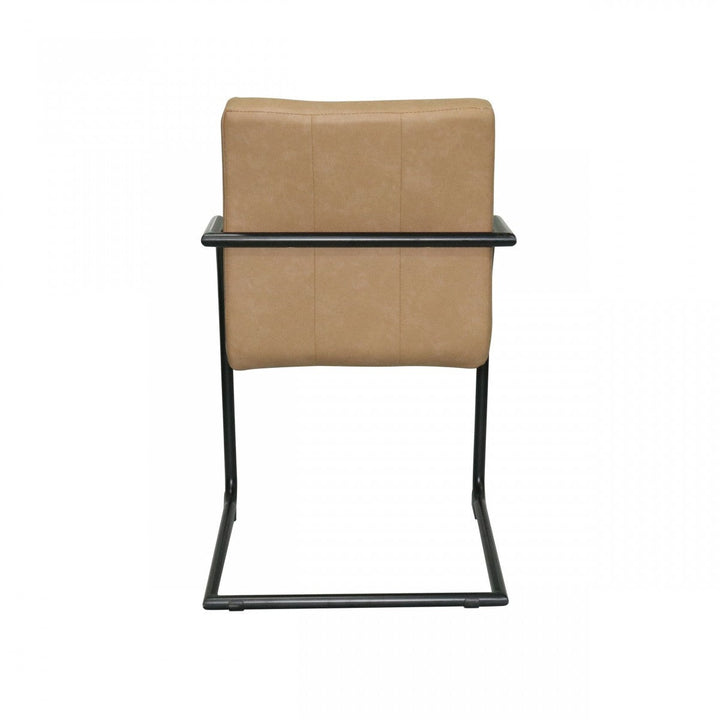 Set of Two Tan Faux Leather Industrial Dining Chairs Image 5