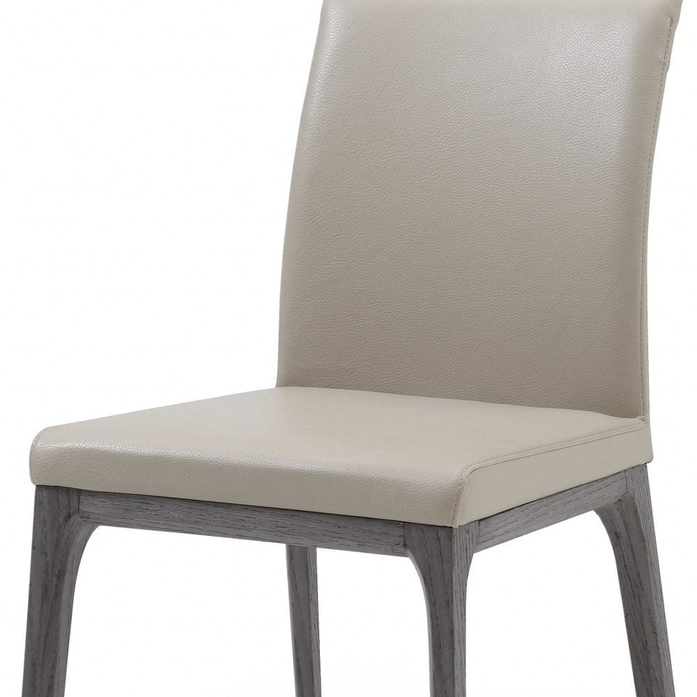 Set of Two Taupe And Gray Upholstered Faux Leather Dining Side Chairs Image 5