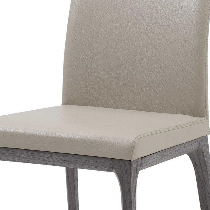 Set of Two Taupe And Gray Upholstered Faux Leather Dining Side Chairs Image 6