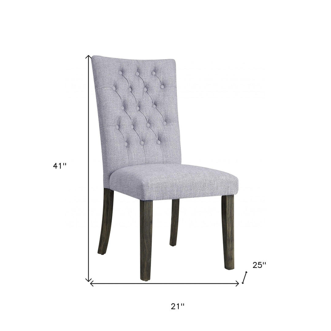 Set of Two Tufted Gray Upholstered Fabric Dining Side Chairs Image 3