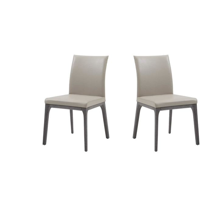 Set of Two Taupe And Gray Upholstered Faux Leather Dining Side Chairs Image 11