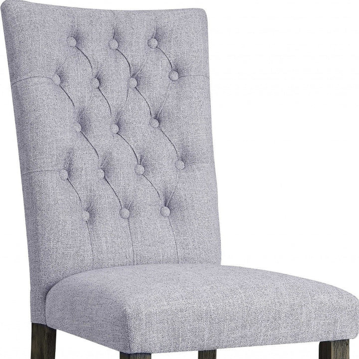 Set of Two Tufted Gray Upholstered Fabric Dining Side Chairs Image 5