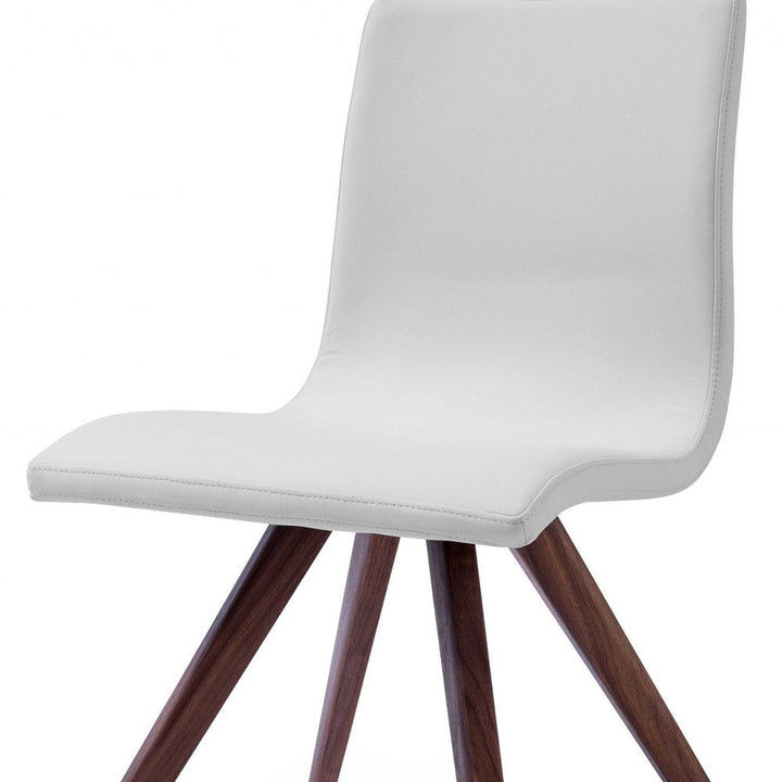 Set of Two White And Brown Upholstered Faux Leather Dining Side Chairs Image 4