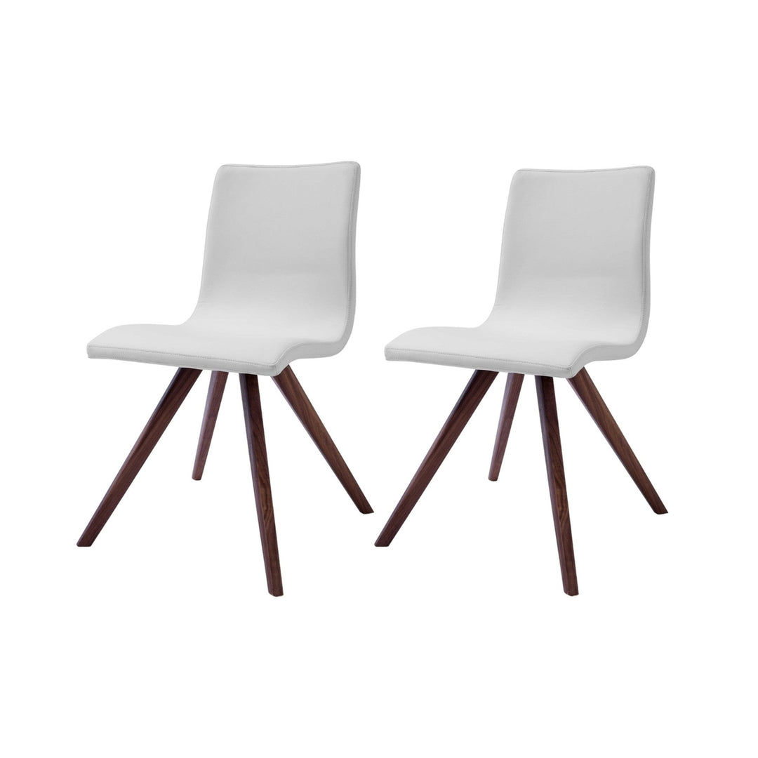 Set of Two White And Brown Upholstered Faux Leather Dining Side Chairs Image 6