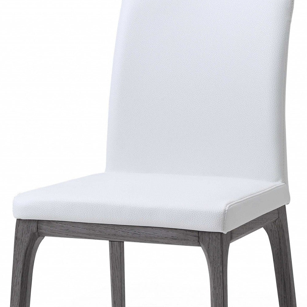 Set of Two White And Gray Upholstered Faux Leather Dining Side Chairs Image 5