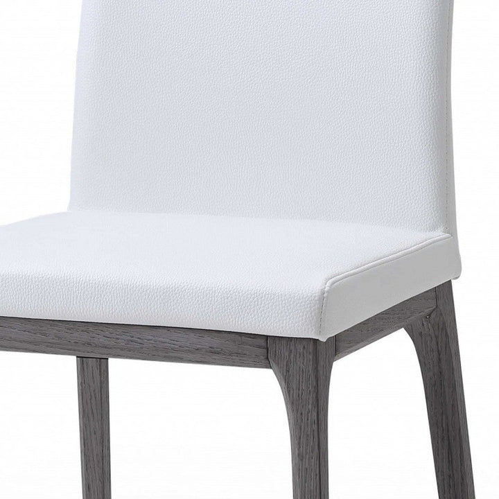 Set of Two White And Gray Upholstered Faux Leather Dining Side Chairs Image 6