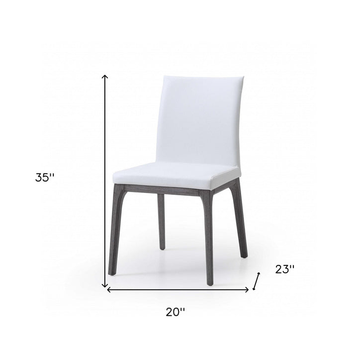 Set of Two White And Gray Upholstered Faux Leather Dining Side Chairs Image 7