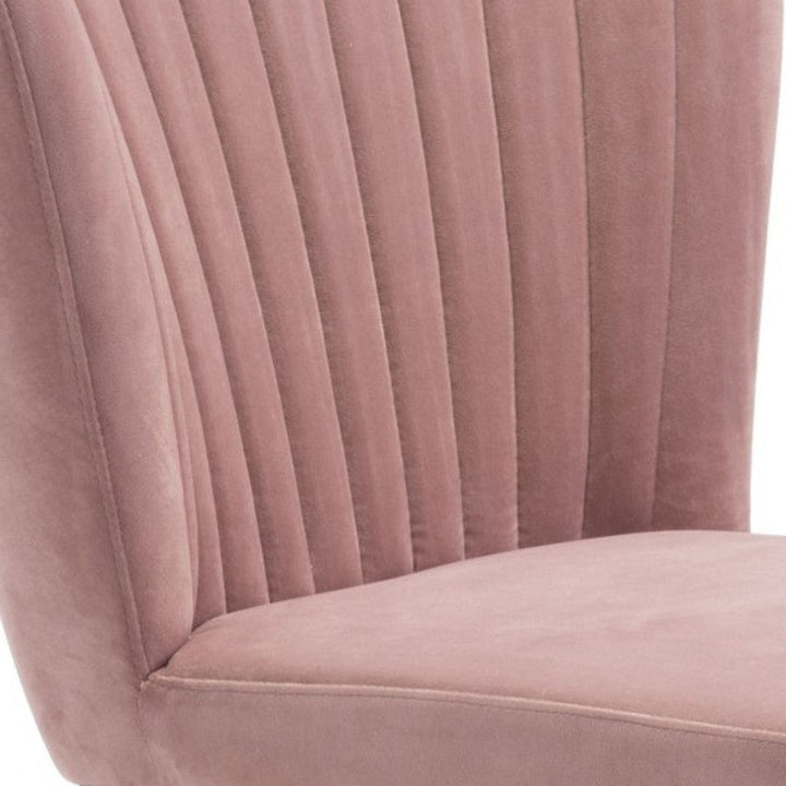 Set of Two Tufted Pink And Black Upholstered Velvet Wing Back Dining Side Chairs Image 3