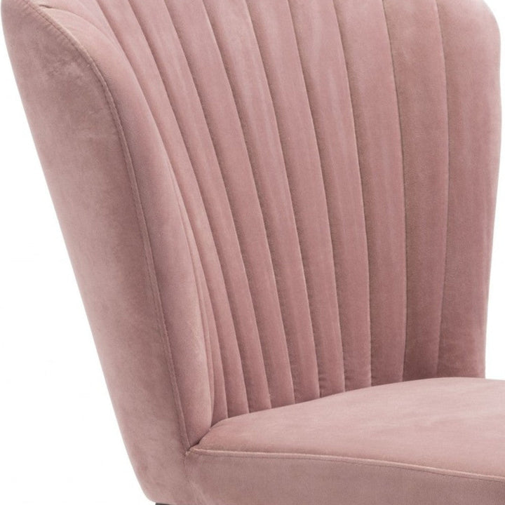 Set of Two Tufted Pink And Black Upholstered Velvet Wing Back Dining Side Chairs Image 4