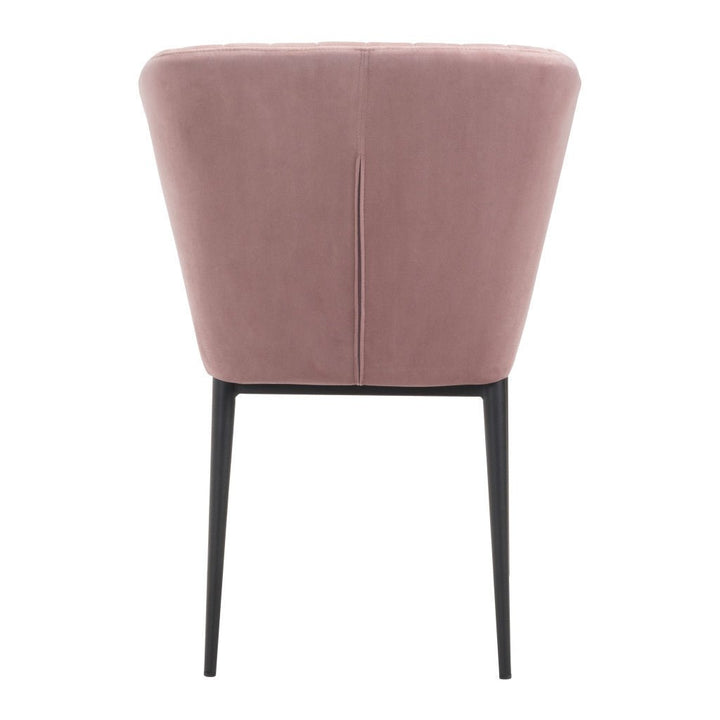 Set of Two Tufted Pink And Black Upholstered Velvet Wing Back Dining Side Chairs Image 7