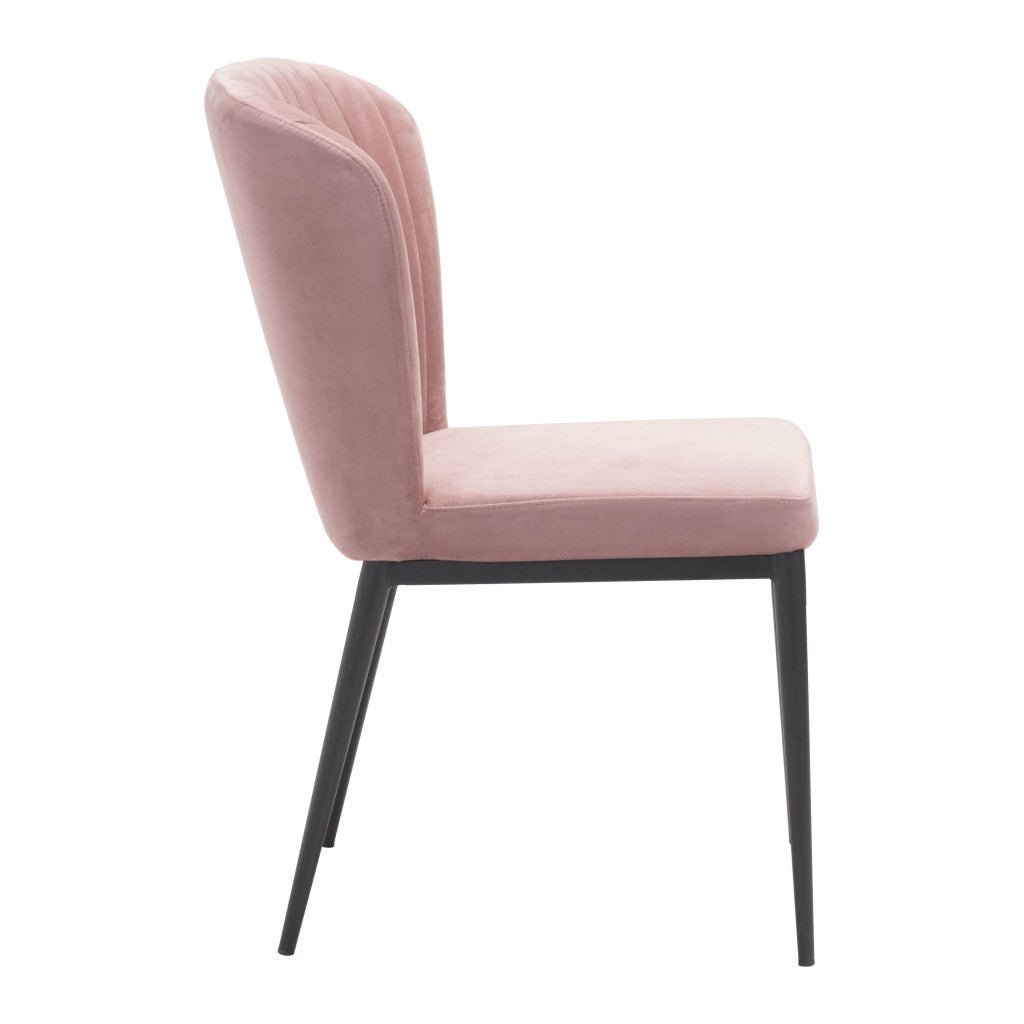 Set of Two Tufted Pink And Black Upholstered Velvet Wing Back Dining Side Chairs Image 10