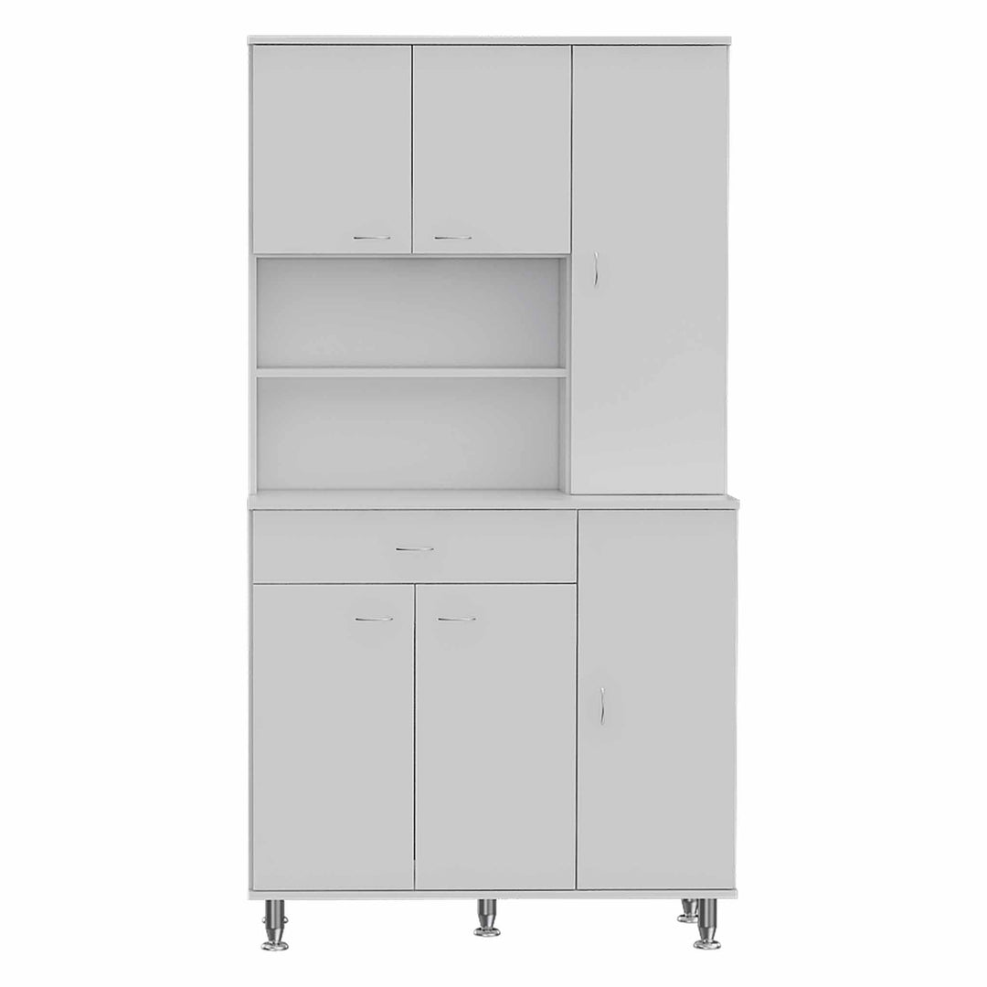 White Pantry Cabinet with Multiple Storage Shelves Image 2