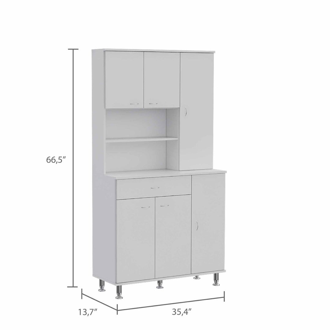 White Pantry Cabinet with Multiple Storage Shelves Image 3