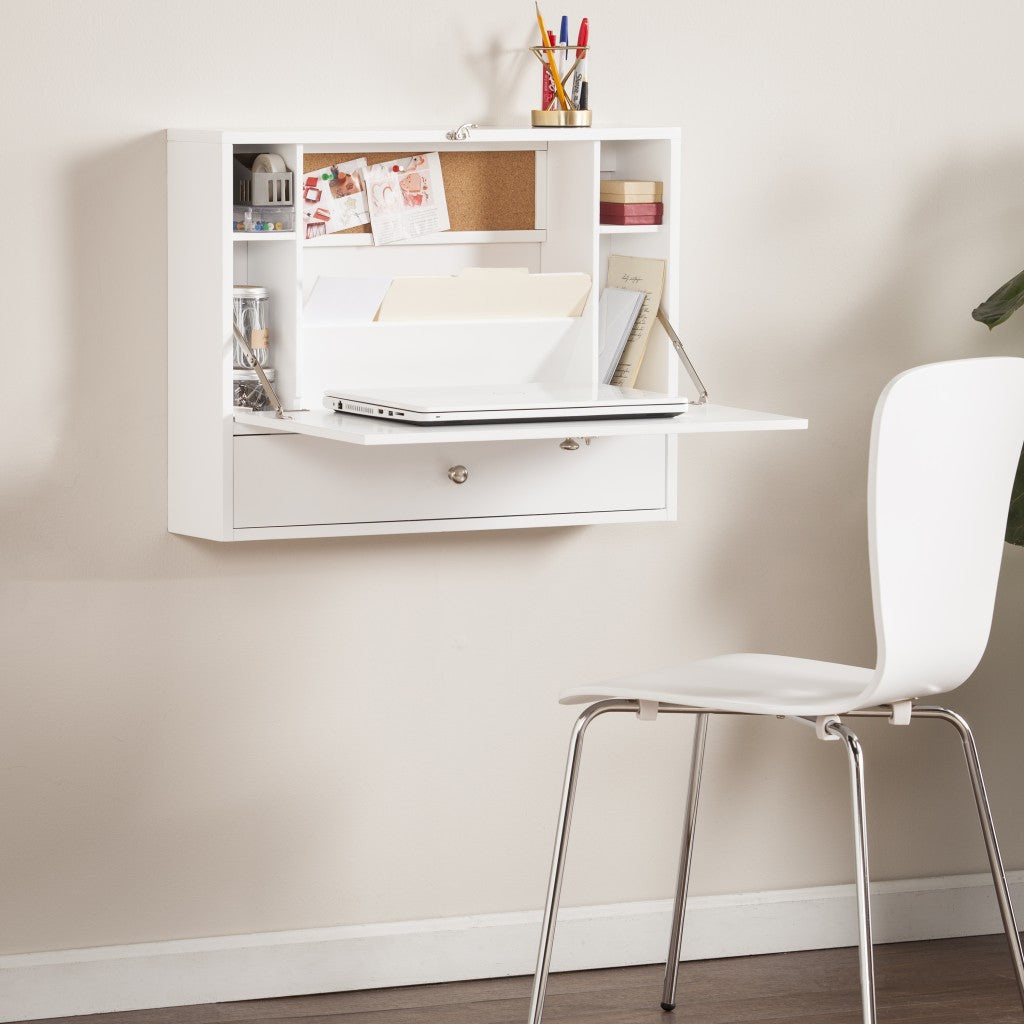 White Wall Mount Folding Desk Image 1