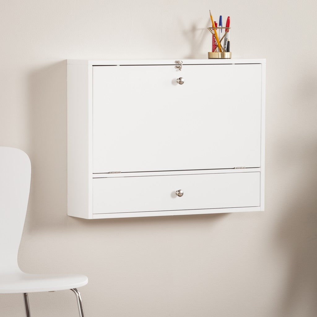 White Wall Mount Folding Desk Image 3