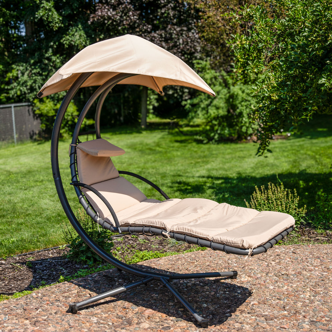 Sunnydaze Floating Lounge with Umbrella/Cushion and Stand Image 4