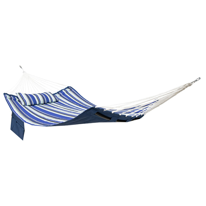 Sunnydaze Metal Spreader Bar Hammock with Pillow - Catalina Beach Image 1