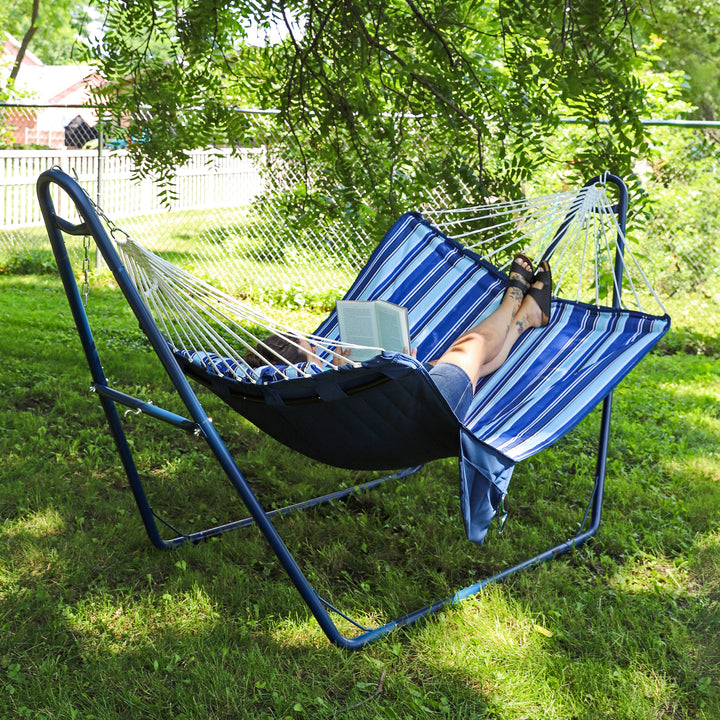 Sunnydaze Metal Spreader Bar Hammock with Pillow - Catalina Beach Image 6