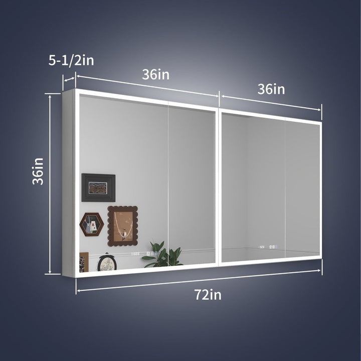 LED Lighted Medicine Cabinet 72x36 Recessed Surface Mount Bathroom Mirror Image 2